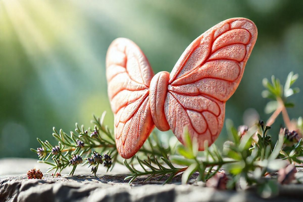 A photorealistic decorative image features a close-up view of a healthy thyroid gland, elegantly illustrated in soft, natural colors against a calming backdrop. The thyroid is depicted with intricate details, showcasing its butterfly shape and textured surface, highlighting the rich, vascularized tissue. Surrounding the thyroid, a subtle composition of fresh herbs and natural elements symbolizes health and vitality, such as sprigs of thyme and rosemary, which are known for their health benefits. The background is softly blurred with shades of green and blue, evoking a serene and tranquil atmosphere, reminiscent of a peaceful garden. Delicate rays of sunlight filter through, creating gentle highlights and shadows, enhancing the three-dimensional quality of the thyroid and the surrounding elements. This harmonious scene conveys a sense of well-being and the importance of thyroid health, making it an ideal visual companion for informative content on thyroid nodules and overall thyroid health.